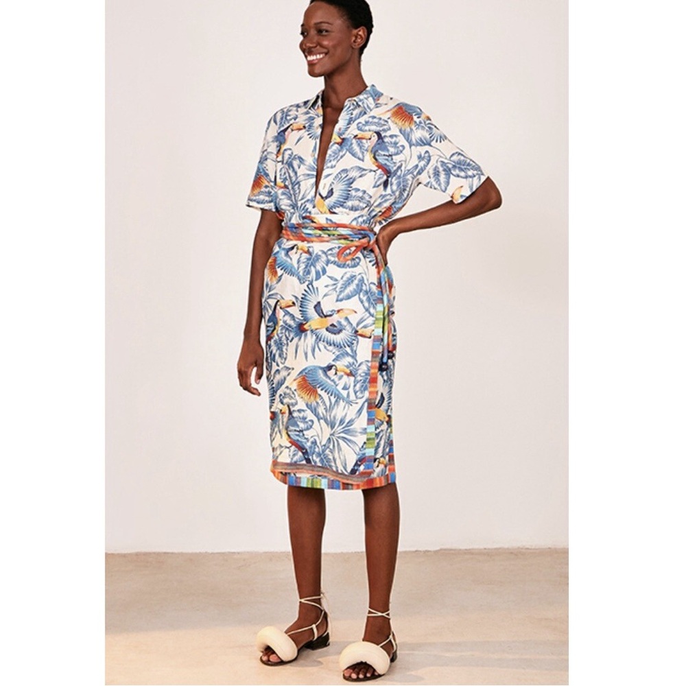FARM Rio Blue and Orange Tropical shirt unisex (Linen)